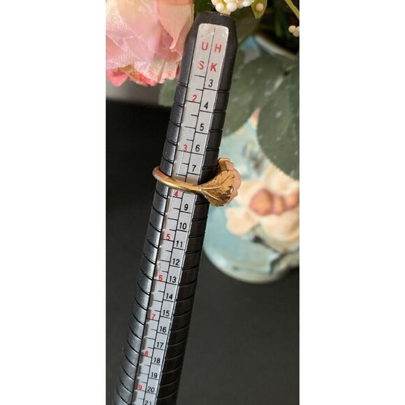 Avon Lovely Peach Rose ring in Gold plate, Vintage - Picture 2 of 5